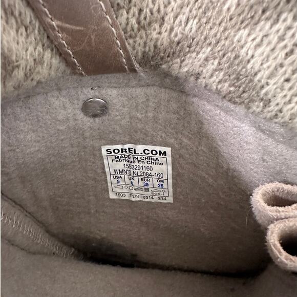 Sorel Joan of Arctic Waterproof Winter Knit Boot in Fossil Tan and Coral Accent - Picture 12 of 13